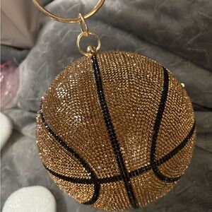 Bling Rhinestone crystal bronze/ Gold Basketball Clutch Bag